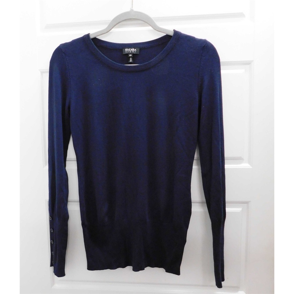 Escada Sport Navy Blue Long‎ Sleeve Pullover Sweater sz XS